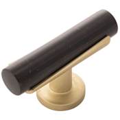 Belwith Keeler Firenze 2-1/2" Modern "T" Bar Italian Marble Glam Cabinet Knob / Drawer Knob Brushed Golden Brass and Matte Black