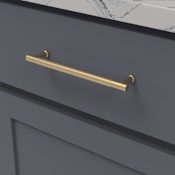 Belwith Keeler Verge 6-5/16" Center to Center Solid Brass Diamond Knurled Cabinet Bar Handle / Drawer Bar Pull Brushed Golden Brass