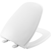 Bemis Round Plastic Closed Front Toilet Seat and Lid Fits Eljer Emblem with Top-Tite Hinge White