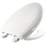 Bemis Elongated Plastic Open-Front Toilet Seat and Lid with Top-Tite Hinge White