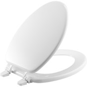 Bemis Elongated Enameled Wood Closed-Front Toilet Seat and Lid with Top-Tite Hinge White