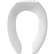 Bemis Elongated Open-Front Less Cover Commercial Plastic Toilet Seat with Stay-Tite Commercial Fastening System Self-Sustaining Check Hinge and Firepro White