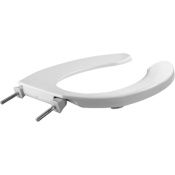 Bemis Elongated Plastic Open-Front Less Cover Toilet Seat with Self-Sustaining Check Hinge White