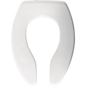 Bemis Elongated Open-Front Less Cover Commercial Plastic Toilet Seat with Stay-Tite Commercial Fastening System and DuraGuard White