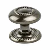 Berenson Advantage Plus Four 1-1/4 Inch Traditional Rope Trim Round Cabinet Knob / Drawer Knob Brushed Black Nickel
