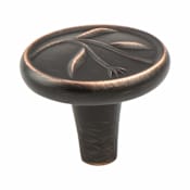 Berenson Art Nouveau 1-3/8 Inch Round Cabinet Knob / Drawer Knob with Embossed Leaf Design Verona Bronze