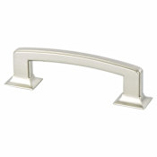 Berenson Hearthstone 3-3/4" Center to Center Thick Rugged Farmhouse Cabinet Handle / Drawer Pull Brushed Nickel