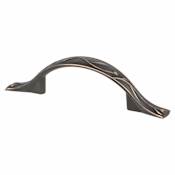 Berenson Art Nouveau 3" and/or 3-1/2" Center to Center Traditional Arched Cabinet Handle / Drawer Pull with Embossed Leaves Verona Bronze