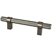 Berenson Radial Reign 3-3/4" (96mm) Center to Center Modern Diamond Knurled Round Bar Cabinet Handle / Drawer Pull Black Nickel