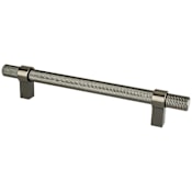 Berenson Radial Reign 6-5/16" (160mm) Center to Center Modern Diamond Knurled Round Bar Cabinet Handle / Drawer Pull Black Nickel