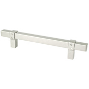 Berenson Rivet Rebel 5-1/16" (128mm) Center to Center Modern Industrial Square Bar Cabinet Handle / Drawer Pull Brushed Nickel