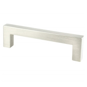 Berenson Contemporary Advantage One 3-3/4 Inch Center to Center Squared Corner Cabinet Handle / Drawer Pull Brushed Nickel