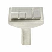 Berenson Oak Park 1-1/8 Inch Engraved Square Cabinet Knob / Drawer Knob Brushed Nickel
