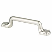 Berenson Traditional Advantage Two - 3" Center to Center Rustic Vintage Cabinet Handle / Drawer Pull with Rounded Feet and Mounting Hardware Brushed Nickel