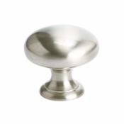 Berenson Plymouth 1-1/4 Inch Classic Round Cabinet Knob / Drawer Knob Brushed Nickel