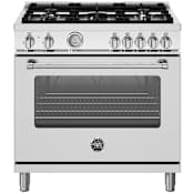 Bertazzoni Master 36 Inch Wide 5.9 Cu. Ft. Free Standing Dual Fuel Range Stainless Steel