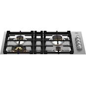Bertazzoni Master 30 Inch Wide 4 Burner Gas Cooktop with Brass Burners Stainless Steel