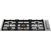 Bertazzoni Master 36 Inch Wide 5 Burner Gas Cooktop with Brass Burners Stainless Steel