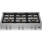 Bertazzoni Professional 36 Inch Wide 6 Burner Gas Rangetop with Brass Burners Stainless Steel
