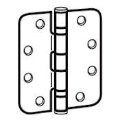 Best Access 4 Inch x 4 Inch Steel Ball Bearing 1/4 Inch Radius Corner Mortise Hinge - Single Hinge Satin Chrome