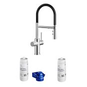 Blanco Catris Filter-Ready 1.5 GPM Single Hole Pre-Rinse Pull Down Kitchen Faucet + Under the Sink Water Filter Starter Set + Replacement Filter Cartridge Microplastic S
 Chrome