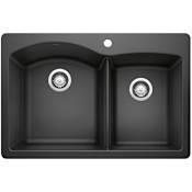Blanco Diamond 33" Dual Mount Double Basin SILGRANIT Kitchen Sink Anthracite