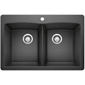 Blanco Diamond 33" Drop-In or Undermount Double Basin SILGRANIT Kitchen Sink Anthracite