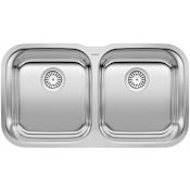 Blanco Stellar Equal Double Bowl Stainless Steel Undermount Kitchen Sink 33 1/3" x 18 1/2" Refined Brushed