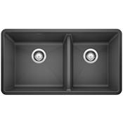 Blanco Precis 33" Undermount Double Basin SILGRANIT Kitchen Sink Anthracite