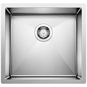Blanco Precision R10 Medium Single Bowl Stainless Steel Kitchen Sink with Stylish Drain Grooves 19" x 18" Satin Polished