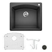 Blanco Diamond 25" Dual Mount Single Basin Granite Composite Kitchen Sink with Basin Rack and Basket Strainer Anthracite