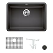Blanco Precis 25" Undermount Single Basin Granite Composite Kitchen Sink with Basin Rack and Basket Strainer Anthracite