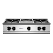 BlueStar Nova Series 36 Inch Wide 5 Burner Natural Gas Cooktop with Charbroiler Stainless Steel