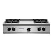 BlueStar Nova Series 36 Inch Wide 5 Burner Liquid Propane Cooktop with Griddle Stainless Steel