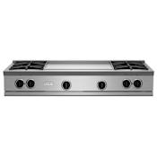 BlueStar Nova Series 48 Inch Wide 6 Burner Natural Gas Cooktop with 24 Inch Wide Griddle Stainless Steel