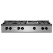 BlueStar Nova Series 48 Inch Wide 7 Burner Liquid Propane Cooktop with 12 Inch Wide Charbroiler Stainless Steel