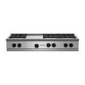 BlueStar Nova Series 48 Inch Wide 7 Burner Liquid Propane Cooktop with 12 Inch Wide Griddle Stainless Steel