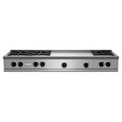 BlueStar Nova Series 60 Inch Wide 7 Burner Liquid Propane Cooktop 24 Inch Wide Griddle Stainless Steel
