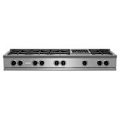 BlueStar Nova Series 60 Inch Wide 9 Burner Natural Gas Cooktop with 12 Inch Wide Charbroiler Stainless Steel