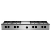 BlueStar Nova Series 60 Inch Wide 9 Burner Liquid Propane Cooktop with 12 Inch Wide Griddle Stainless Steel