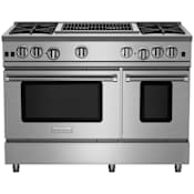 BlueStar Nova Series 48 Inch Wide 6.9 Cu. Ft. Free Standing Natural Gas Range with 24 Inch Wide Charbroiler Stainless Steel