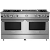 BlueStar Nova Series 60 Inch Wide 9.2 Cu. Ft. Free Standing Natural Gas Range with 24 Inch Wide Charbroiler Stainless Steel