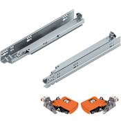 Blum TANDEM 15 Inch Full Extension Concealed Locking Drawer Slides with 100 Pound Weight Capacity and Soft Close - Pair Zinc