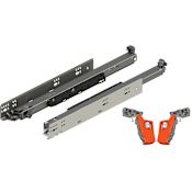 Blum MOVENTO 22 Inch Full Extension Concealed Locking Drawer Slides with 170 Pound Weight Capacity and Soft Close - Pair Zinc