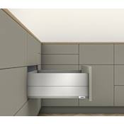 Blum Merivobox "E" Height 20 Inch Full Extension Concealed Drawer System with 170 Pound Weight Capacity and Soft Close Matte Indium Gray