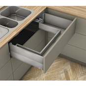 Blum Merivobox "E" Height 18 Inch Full Extension Concealed Sink Drawer System with 170 Pound Weight Capacity and Soft Close Matte Indium Gray