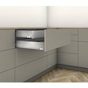Blum Merivobox "M" Height 16 Inch Full Extension Concealed Double Drawer System with 125 Pound Weight Capacity and Soft Close Matte Indium Gray