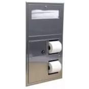 Bobrick ClassicSeries Toilet Tissue Dispenser with Toilet Seat Cover Dispenser Satin Stainless Steel