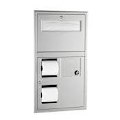 Bobrick ClassicSeries Recessed Seat-Cover Dispenser, Sanitary Napkin Disposal, and Toilet Tissue Dispenser Stainless Steel