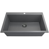 Bocchi Campino Uno 33" Undermount Single Basin Granite Kitchen Sink with Basket Strainer Concrete Gray